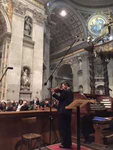 Playing violin at mass in the Vatican Basilica Di San Pietro